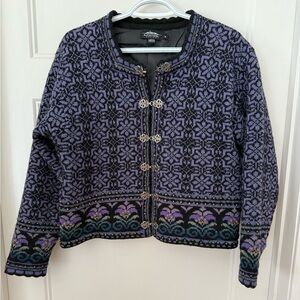 Vintage Icelandic Design Cardigan Sweater Wool Claps lined Nordic